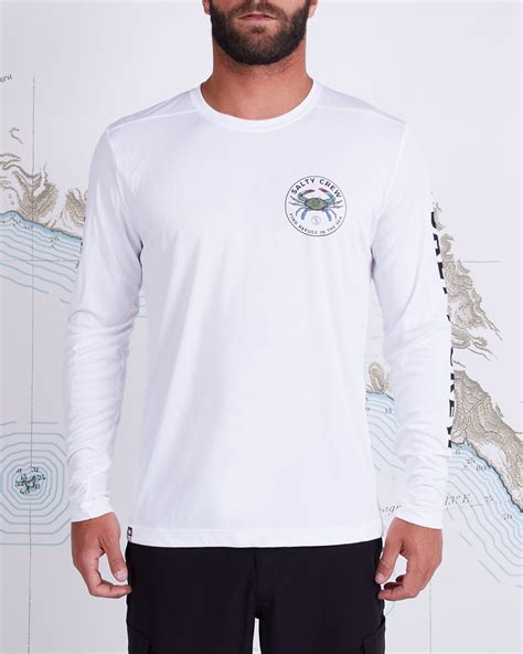 BLUE CRABBER L/S SUNSHIRT - White | Salty Crew Australia