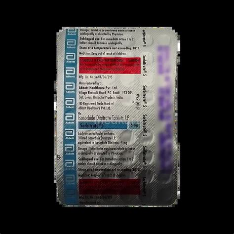 SORBITRATE 5MG TABLET 50'S Price, Uses, Side Effects & Substitutes ...