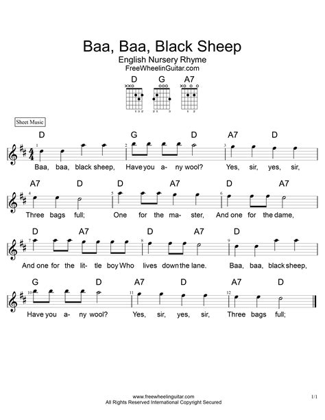 Baa Baa Black Sheep Guitar Chords