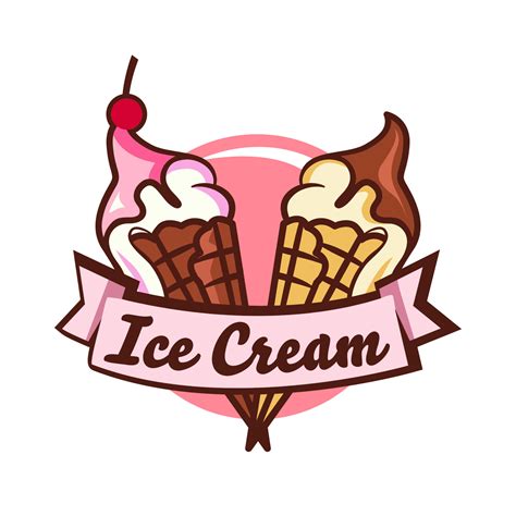 Minimalist ice cream logo template in the waffle cone. Ice cream vector ...