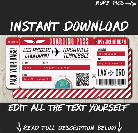 Buy DIY Printable Editable Boarding Pass Surprise Fake Airline Online ...