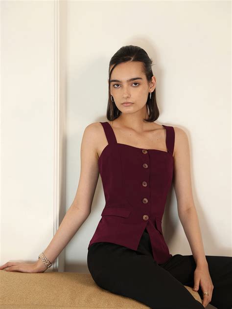 Buy Maroon Waistcoat Top Online | FableStreet