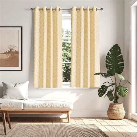 Buy Glimmer Marison Set of 2 Foil Print Light Filtering Window Curtains ...