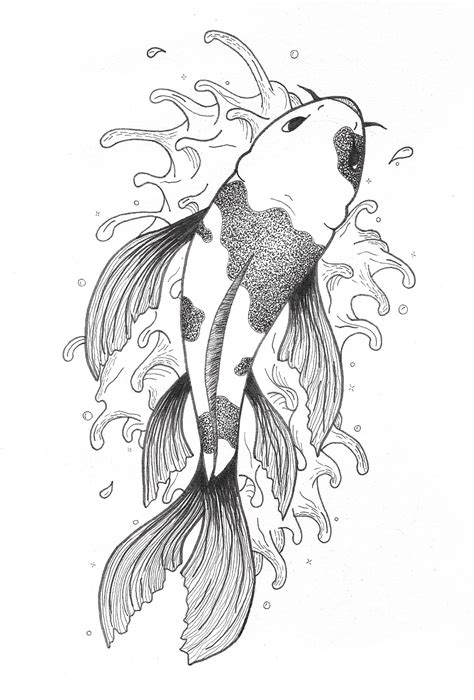 Koi Fish Drawing Print - Etsy New Zealand