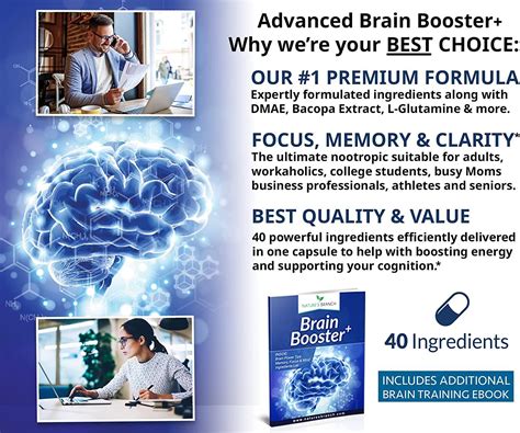 Advanced Brain Booster Supplements - Memory Focus & Clarity Vitamins with 40 Ingredients - Boost ...