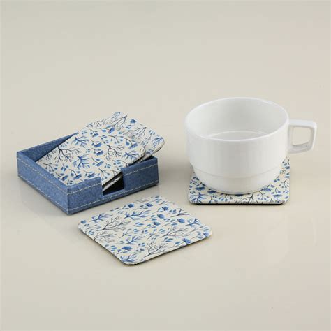 Floral Design Coasters Set of 4 (Blue) – Nilkamal Homes