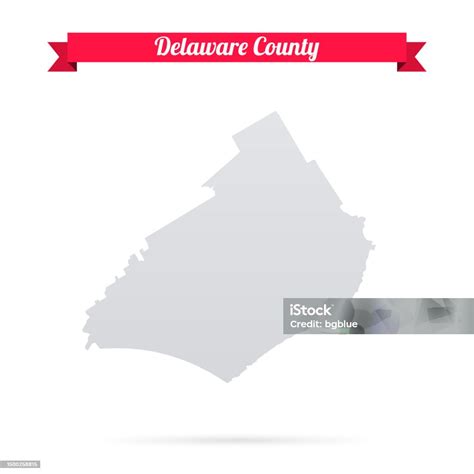 Delaware County Pennsylvania Map On White Background With Red Banner ...