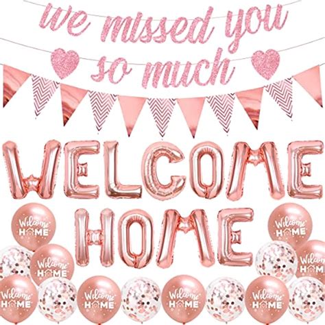 JOLLYBOOM Welcome Home Decorations Party Balloons Rose Gold We Missed ...