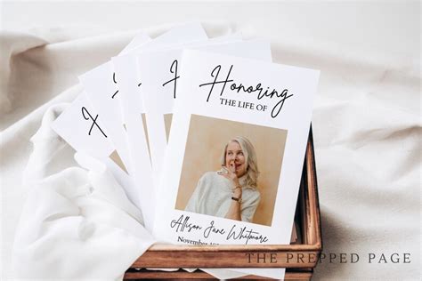 Modern Minimalist Funeral Program Template, Simple Memorial Program ...