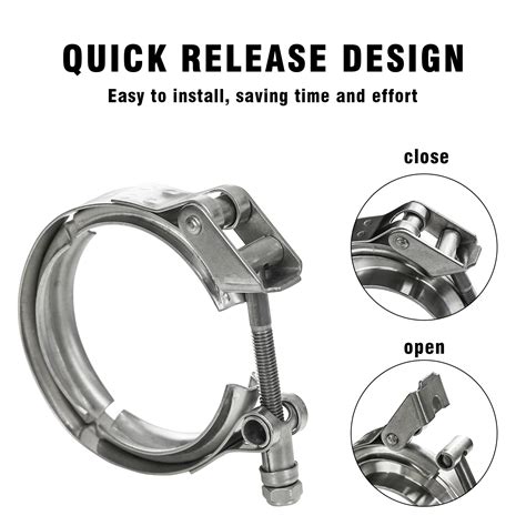 V Band Clamps Stainless Steel Quick-Release Auto Exhaust Pipe Clamp - V ...