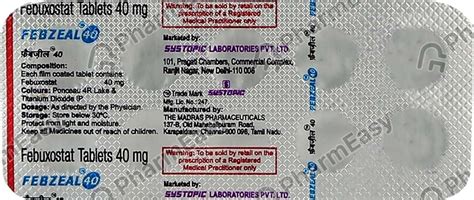 Febzeal 40 MG Tablet (10): Uses, Side Effects, Price & Dosage | PharmEasy