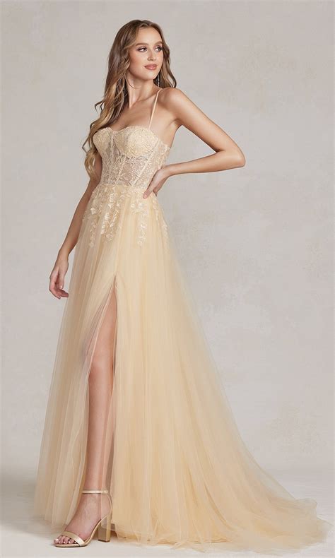 Corset-Bodice Long A-Line Prom Dress - PromGirl