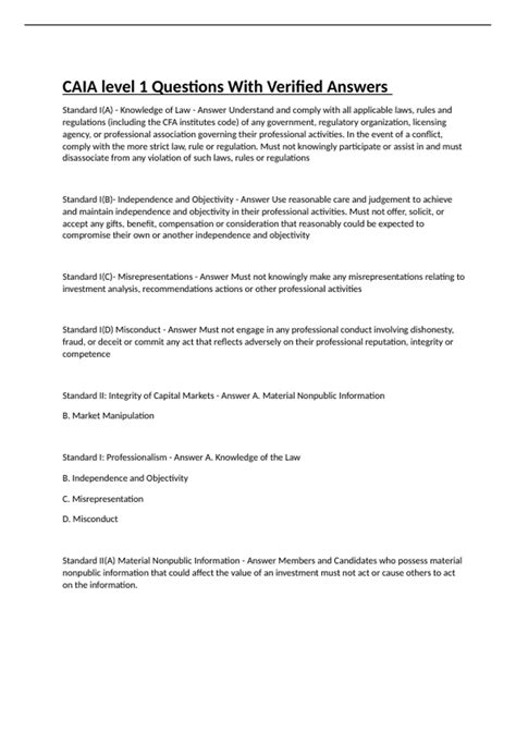 CAIA level 1 Questions With Verified Answers - CAIA - Chartered ...