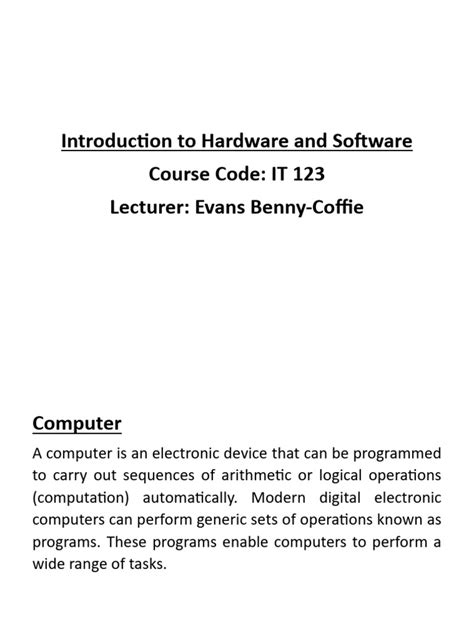 Image result for Computer Hardware Lecture Notes