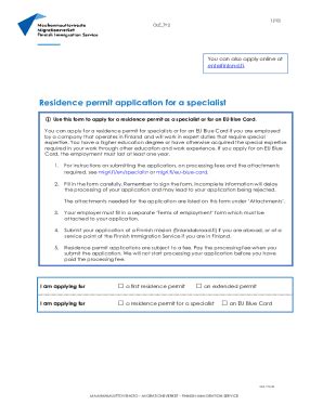 Fillable Online Residence permit application for persons employed as a ...
