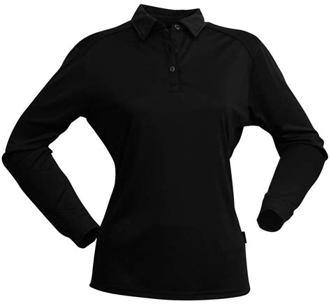 Womens Long Sleeve Freshen Polo Shirts - Black | The Uniform Edit