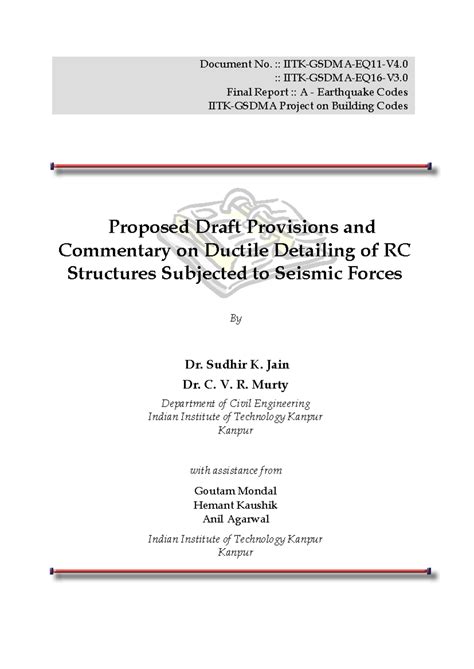 Commentary on IS 13920: Earthquake Resistance and Ductile Detailing ...