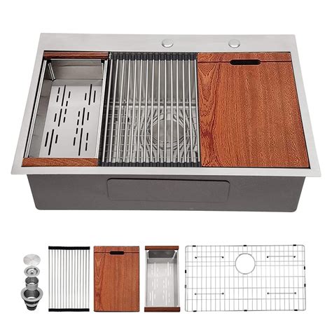 Buy 30 Drop In Kitchen Sink - Mocoloo 30x22 Workstation 16 Gauge ...