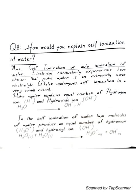SOLUTION: Self ionization of water - Studypool