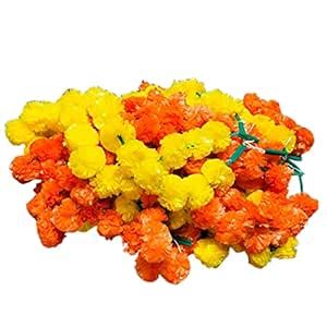 Kriwin 5 Pieces Yellow and 5 Pieces Orange Artificial Marigold Flowers ...