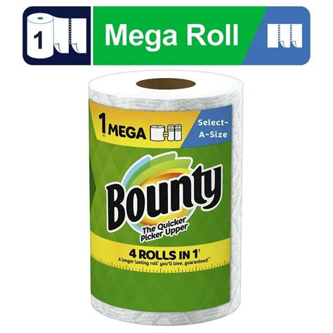 Bounty Select-A-Size Paper Towels, Single Mega Roll, White, 180 Sheets ...