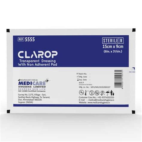 Buy MEDICA CLAROP TRANSPARENT DRESSING WITH NON ADHERENT PAD 9CMX15CM ...