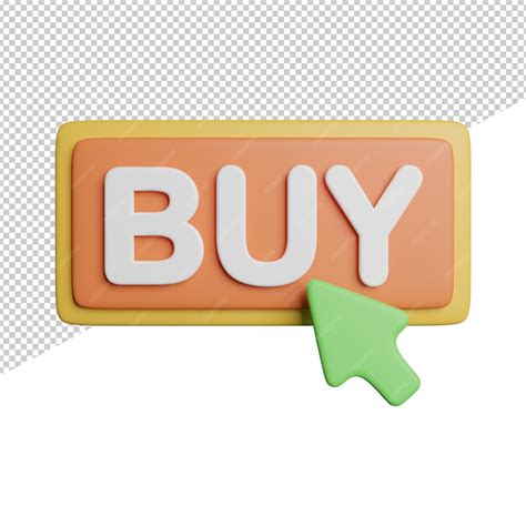 Premium PSD | Buy button click front view 3d rendering icon ...