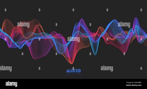 3d audio soundwave. Colorful music pulse oscillation. Glowing impulse ...