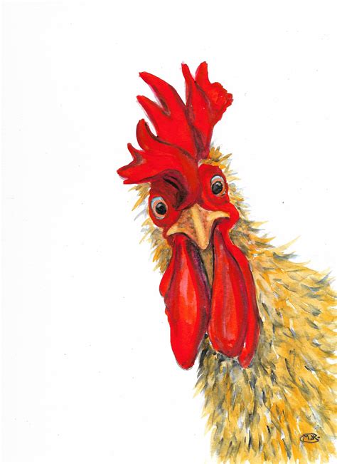 Chicken, Rooster Art, Cockerel Painting, Farm Animal, Farm Yard, Bird Art, Bird Lover, Colorful ...