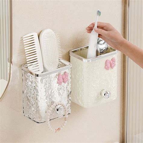 Wall-Mounted Bathroom Organizer - Comb, Toothpaste & Razor Storage ...