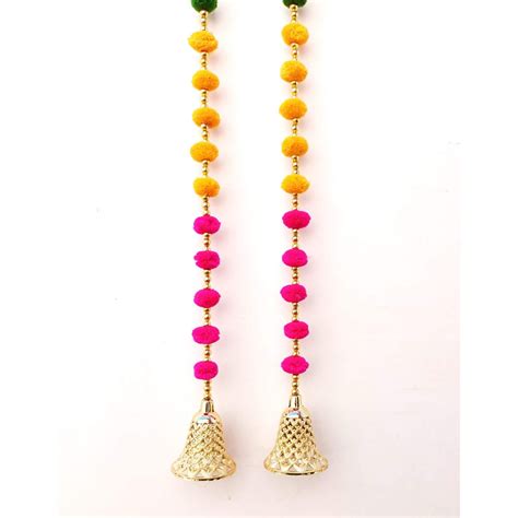 CREYENTES® Pom Pom Latkan with Golden Bells for Decoration,Door Side ...