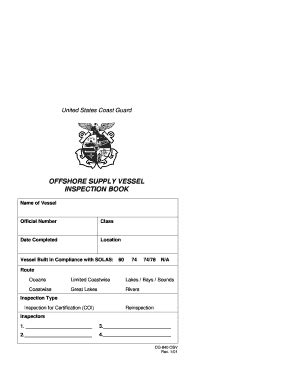 Offshore Supply Vessel Inspection Book - Uscg - U.S. Coast Guard - Fill ...