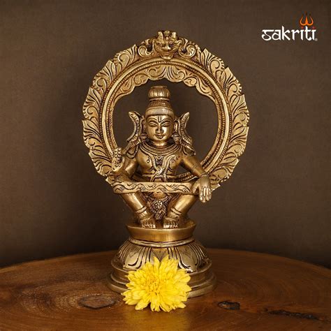 Brass Ayyapa – 8 Inch Lord Ayyappan Statue for Mandir Decor – Sacred Needs