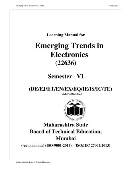 Emerging Trends Electronics Group - Learning Manual for Emerging Trends ...