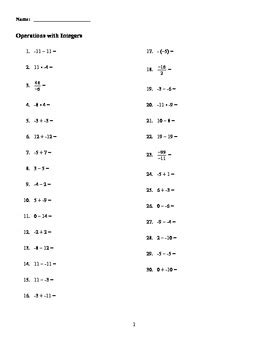 Image result for Basic Operations with Integers