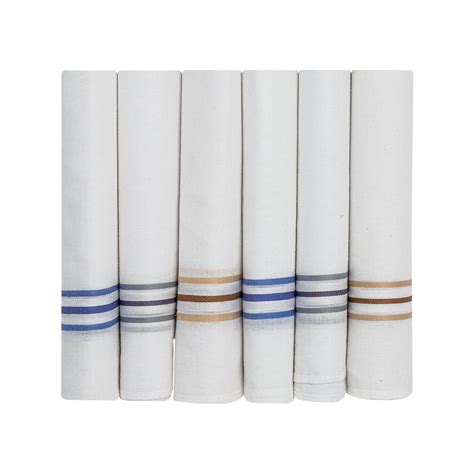 Buy Men's Cotton 6 Piece Handkerchief Set - White Stripe – Cotstyle