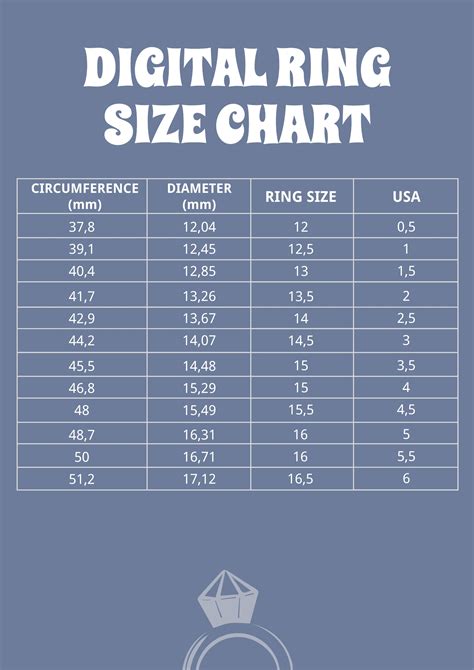 Digital Ring Size Chart Template in Illustrator, PDF - Download ...