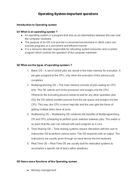 Operating System Notes - Operating System-Important questions ...
