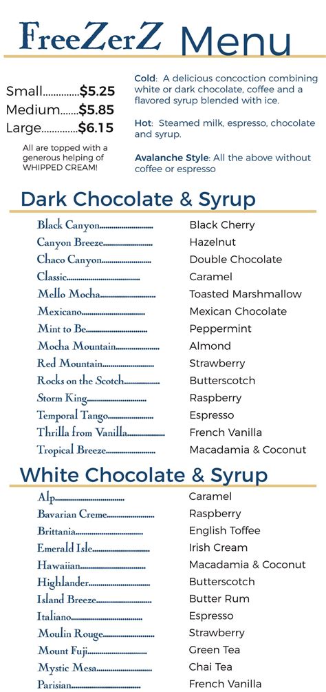 Menu - The Coffee Trader