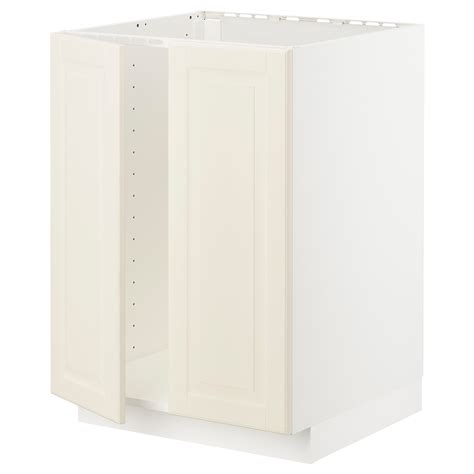 METOD base cabinet for sink + 2 doors, white/Bodbyn off-white, 60x60x80 ...