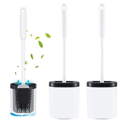 2pcs silicone Elastic toilet brush and holder, Mounted bathroom toilet ...
