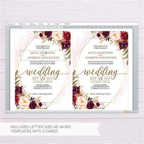 Wedding Invitation Card Design In Ms Word Templates Free - Infoupdate.org