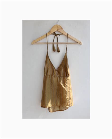 Golden stripes silk halter neck – Kaveri Collective