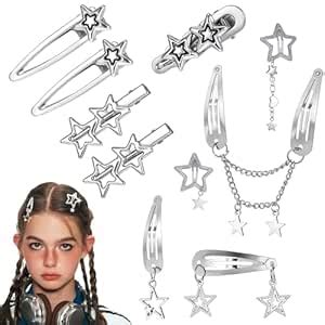 TecoKart® 10 Pcs Star Clips Y2K Style Hairs Accessories for Girls Women ...