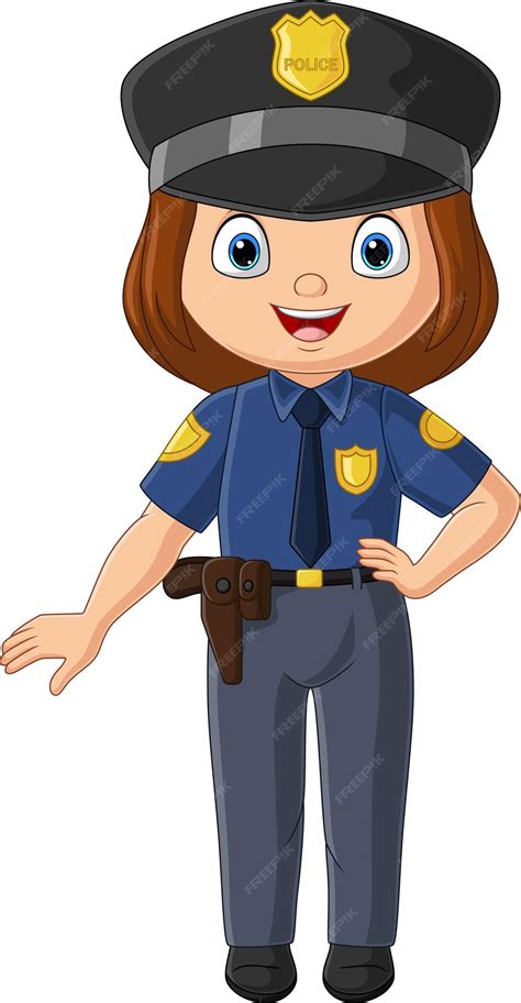 Premium Vector | Cartoon police woman in uniform