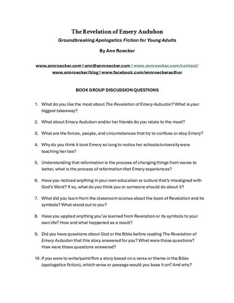 Book Group Discussion Questions