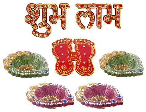 Buy Saugat Traders Diwali Pooja Kit-Wooden Shubh Labh with Charan ...