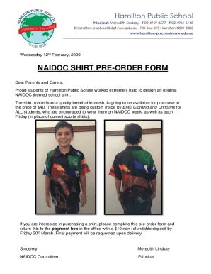 Fillable Online NAIDOC SHIRT PRE-ORDER FORM Fax Email Print - pdfFiller