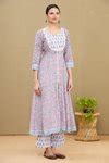 Buy Purple Anarkali And Pant Cotton Dupatta Chiffon Embroidery Round ...