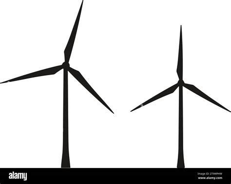 Wind turbine vector silhouette set. Windmill vector icons. Wind turbine ...